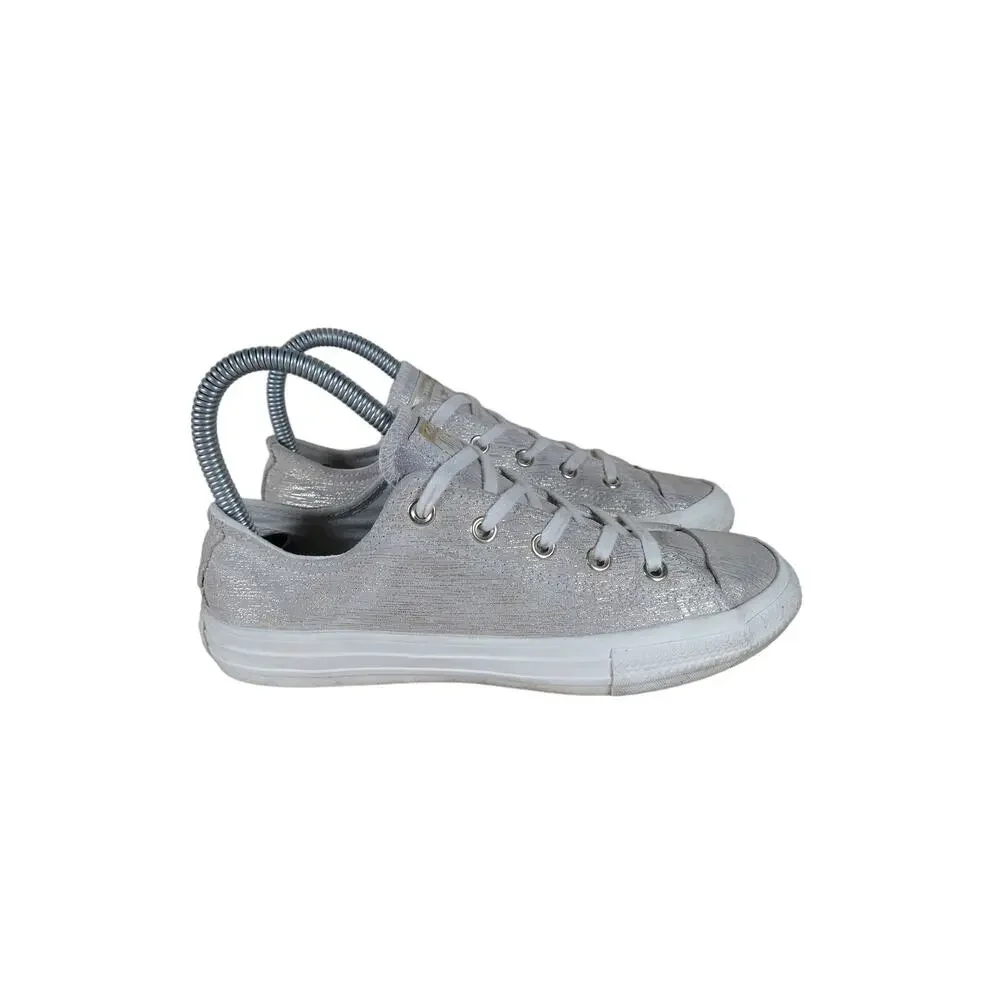 Converse All - CT Egret Low Top - Sneakers - Gray/Gold - Kids Little Girl's - 6